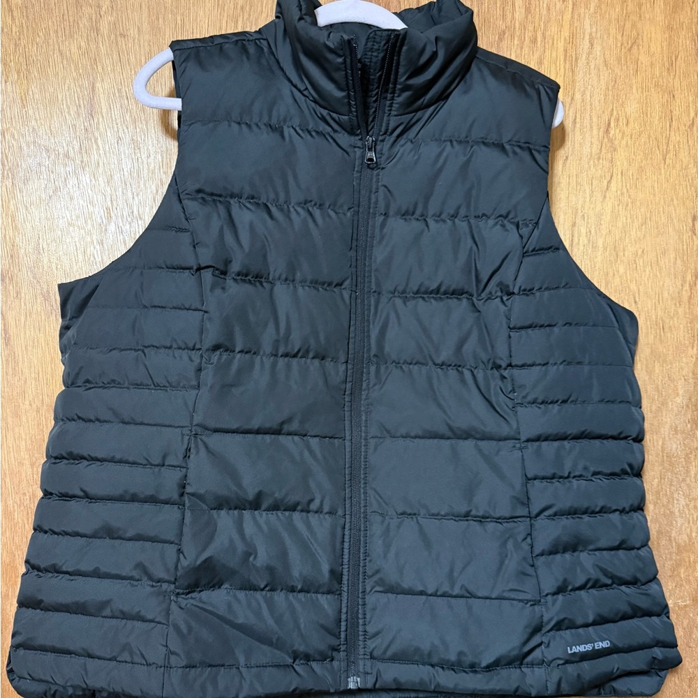 Lands' End Quilted Black Vest